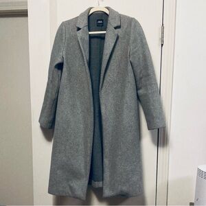 Zara Gray Long Tailored Coat Size Small
